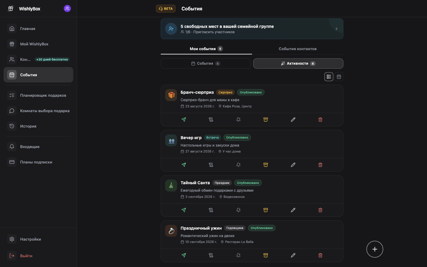 WishlyBox Активности