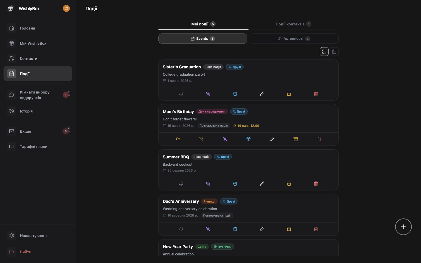 WishlyBox Календар