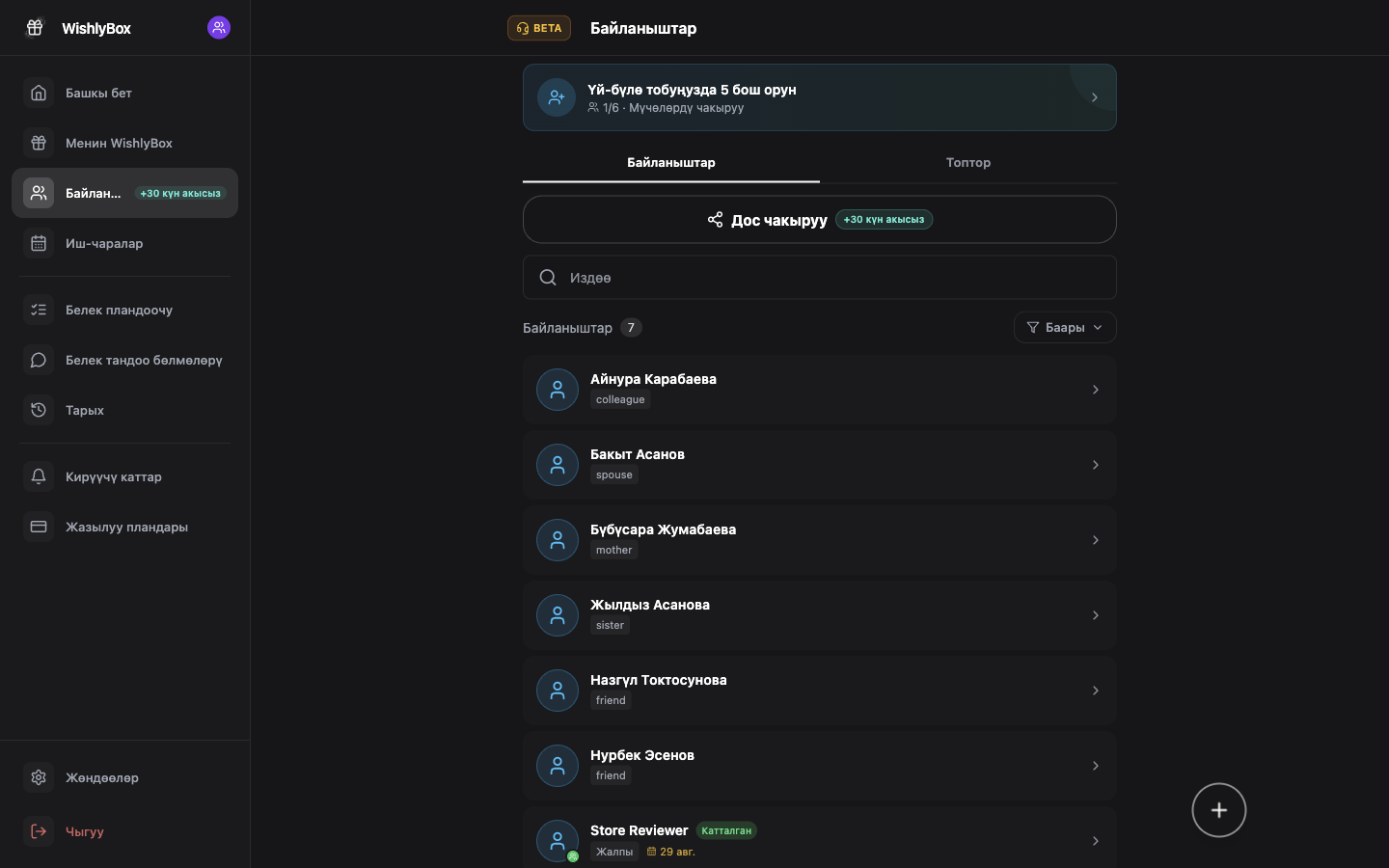 WishlyBox Байланыштар