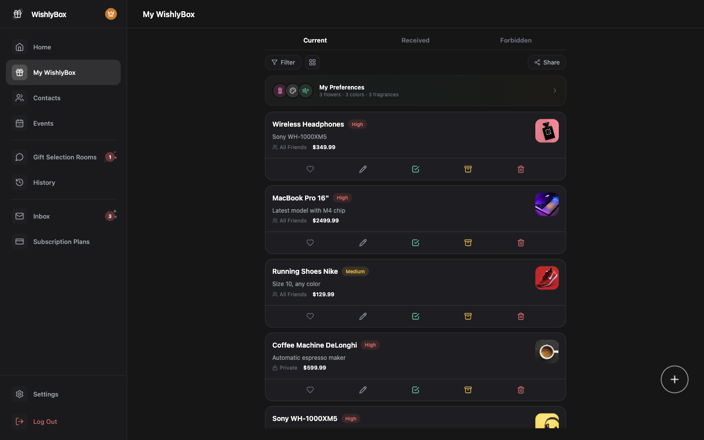 WishlyBox Sharing