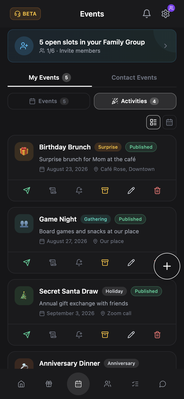 WishlyBox mobile Activities