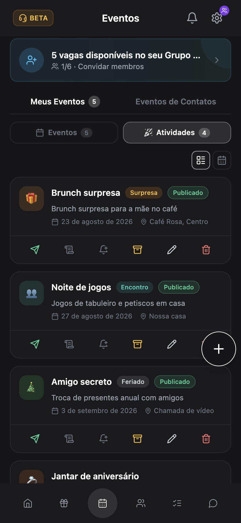 WishlyBox mobile Atividades