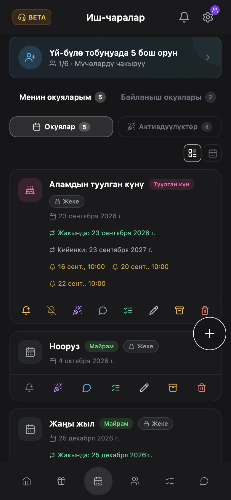 WishlyBox mobile Календарь