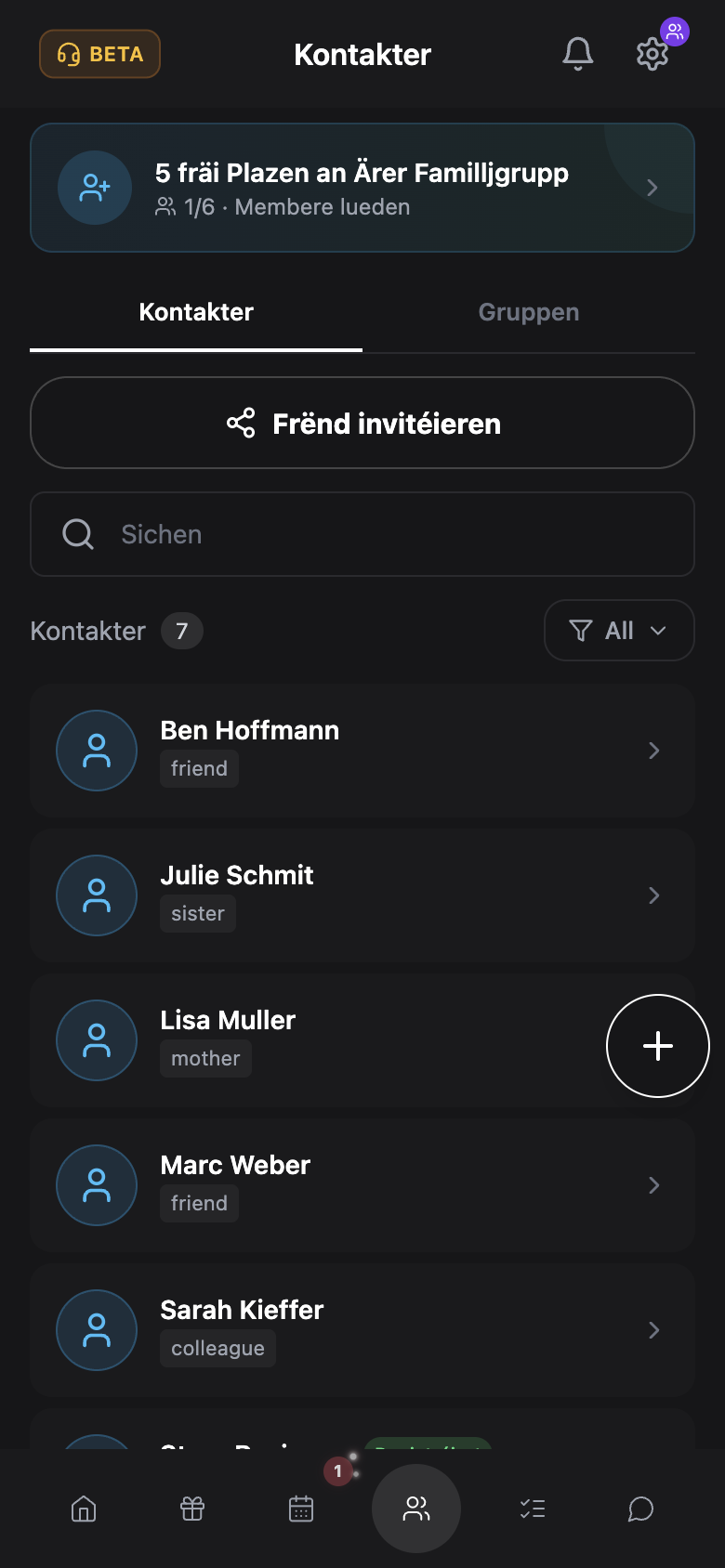 WishlyBox mobile Kontakter
