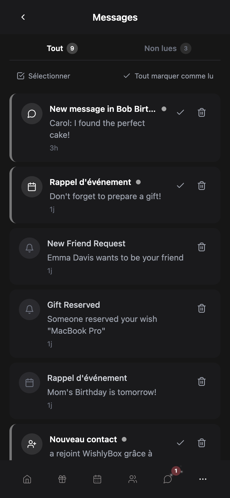 WishlyBox mobile Notifications