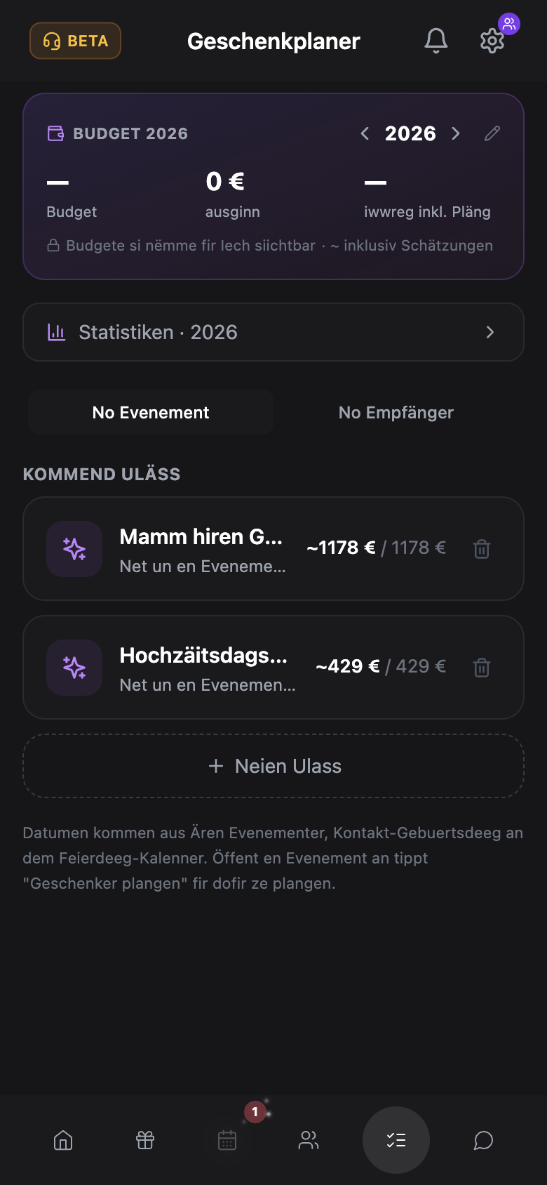WishlyBox mobile Reservatiounen