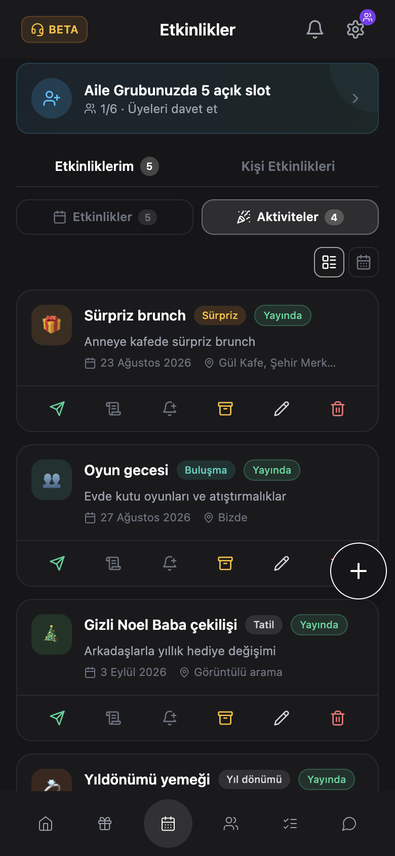 Aktiviteler ve buluşmalar