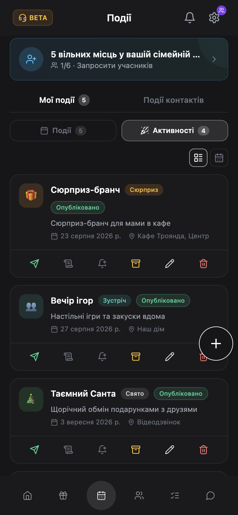 Активності та зустрічі